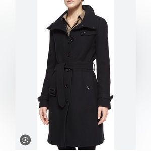 BURBERRY Brit Rushfield Wool Trench Coat Black size 4 XS